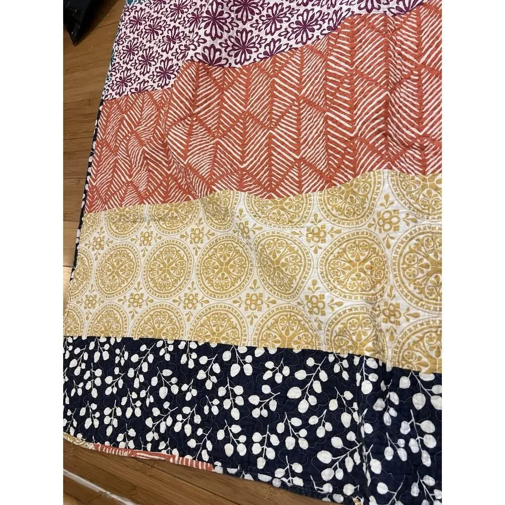 Lush Decor Bohemian Stripe Reversible 100% Cotton Quilt Queen Size
